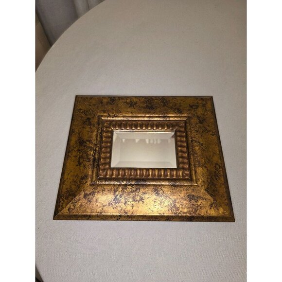 Antique Gold Textured Picture Frame With Ribbed Inner Design & Beveled Glass Ins - Picture 1 of 9